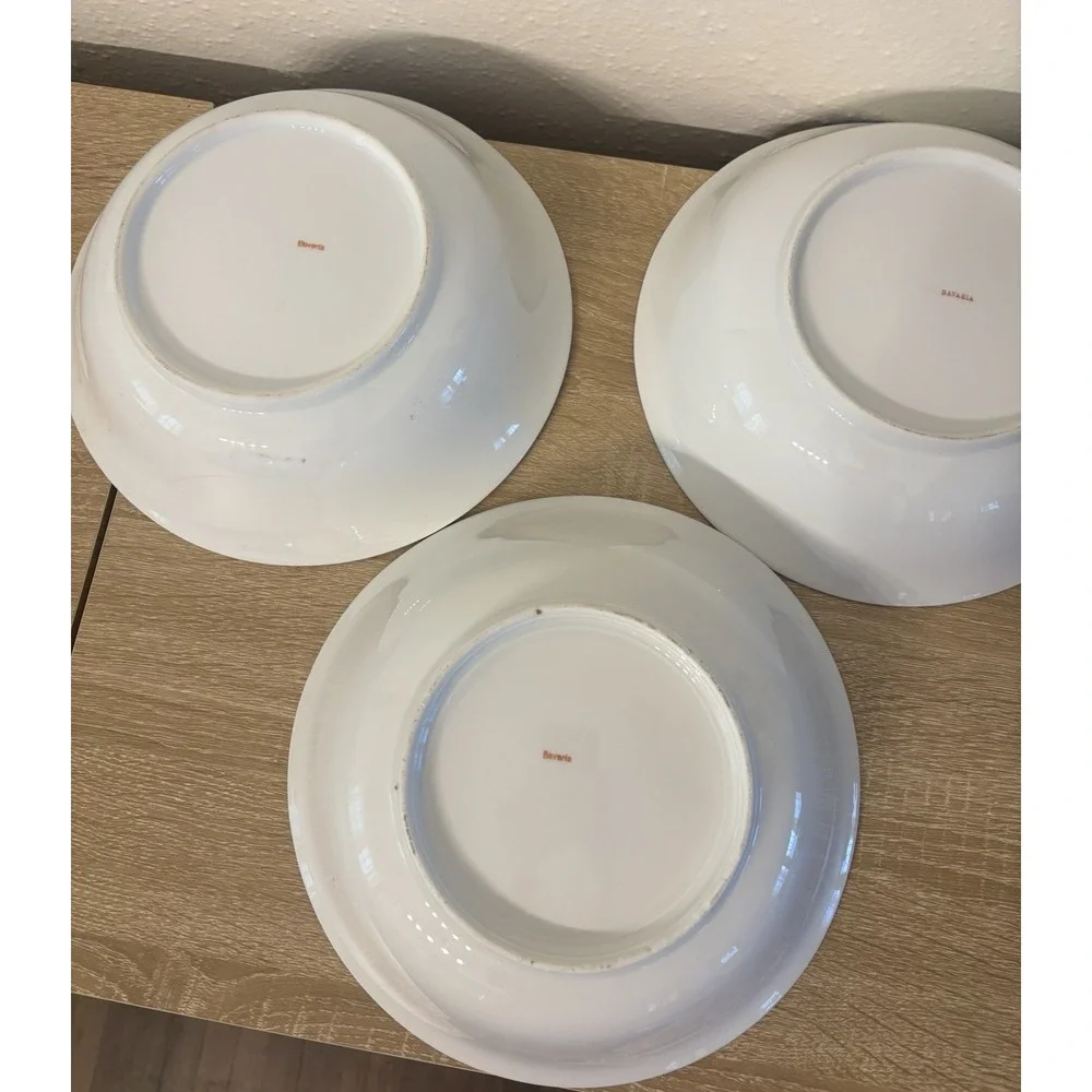 Vintage Bavarian Porcelain Floral Serving Bowls Set of 3 (Lusterware) Antique